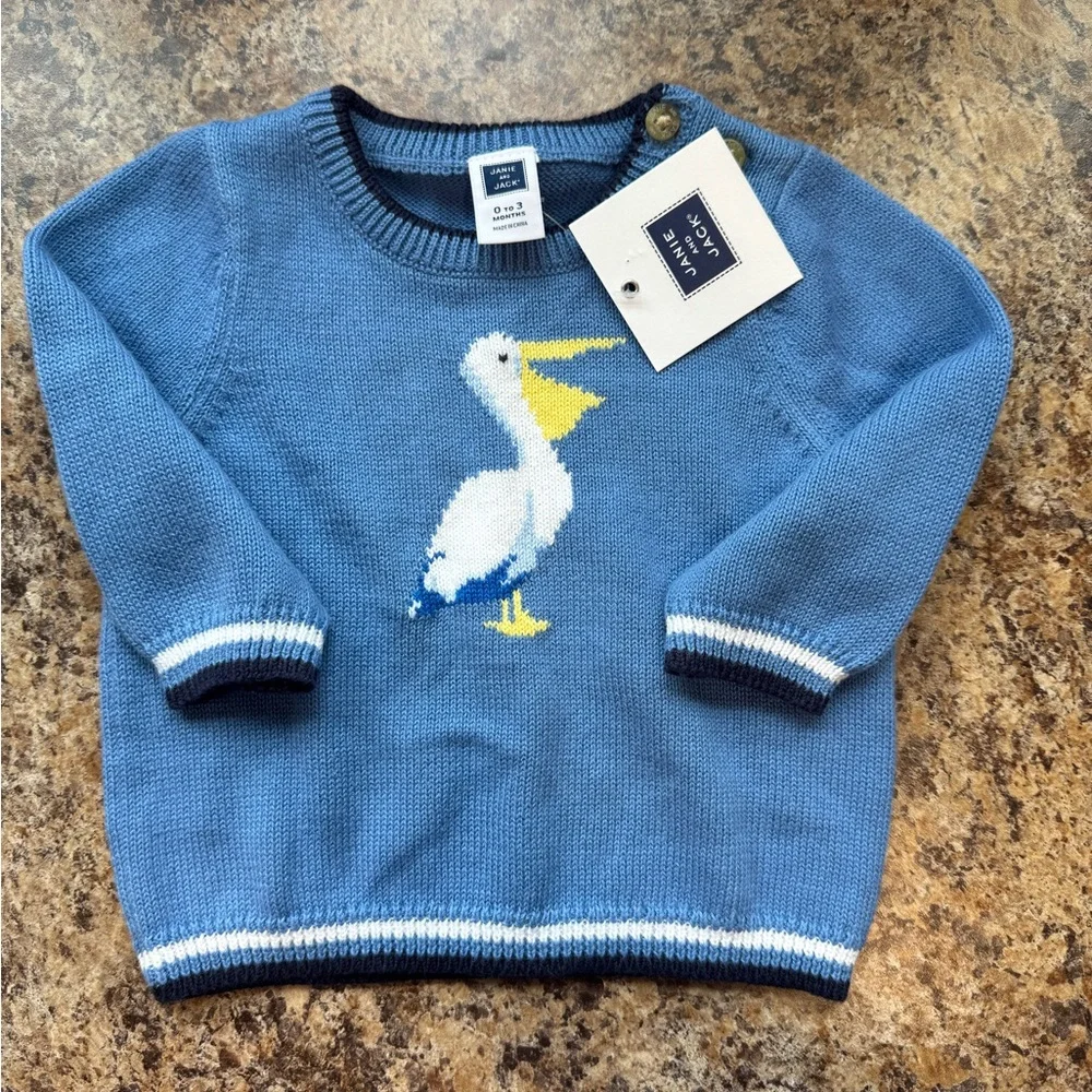 Janie and Jack Cornflower Blue Pelican Sweater